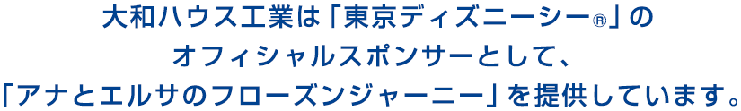 大和ハウス工業は「東京ディズニーシー®」のオフィシャルスポンサーとして、「アナとエルサのフローズンジャーニー」を提供しています。