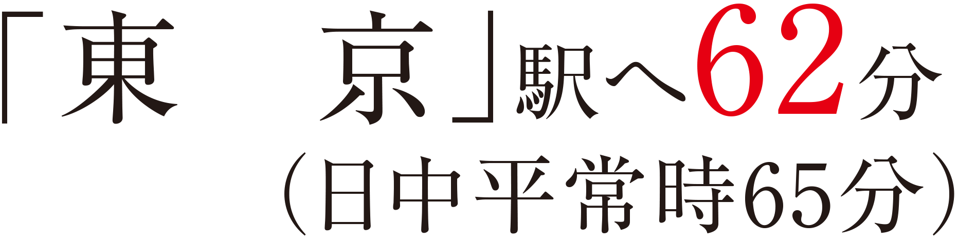 「東京」駅へ62分（日中平常時65分）