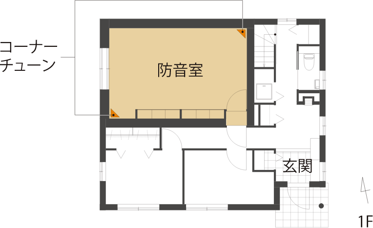 防音室「奏でる家」事例詳細間取り