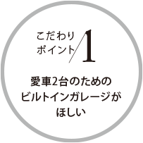 こだわりポイント1 愛車2台のためのビルトインガレージがほしい